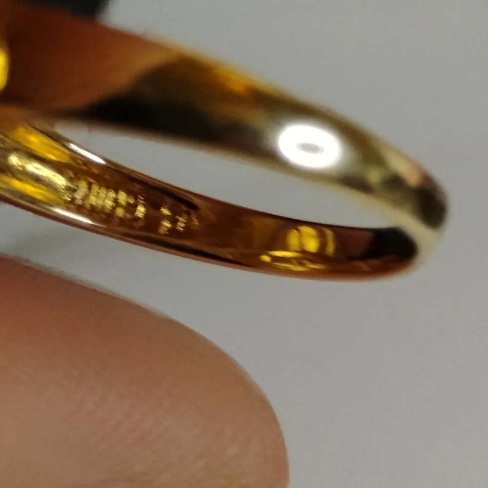Vintage Gold Vermeil Diamond Inlay Statement Ring Sterling Silver Size 10‎